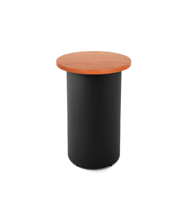 Drum Base Round High Bar Table - 600mm Dia x 1050mm H - Cherry - Black P/C