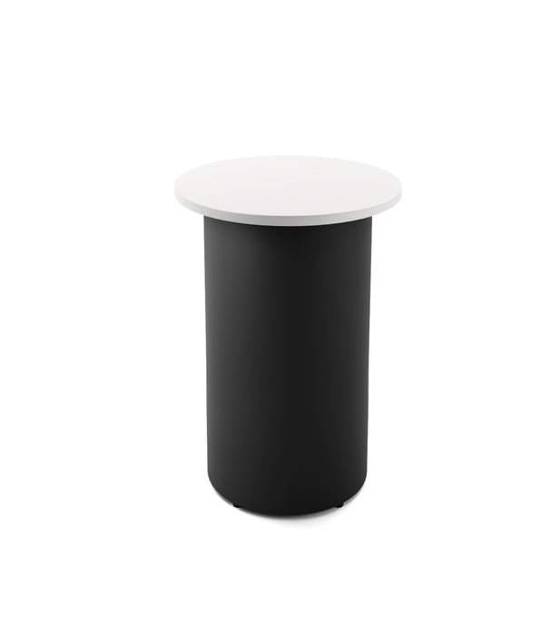 Drum Base Round High Bar Table - 600mm Dia x 1050mm H - Natural White - Black P/C
