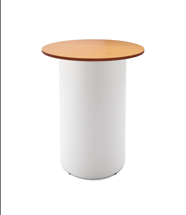 Drum Base Round High Bar Table - 900mm Dia x 1050mm H - Beech - White P/C