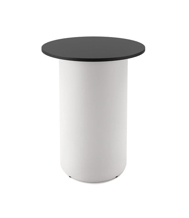 Drum Base Round High Bar Table - 900mm Dia x 1050mm H - Black - White P/C
