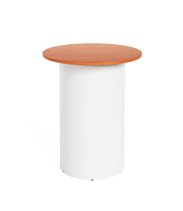 Drum Base Round High Bar Table - 900mm Dia x 1050mm H - Cherry - White P/C