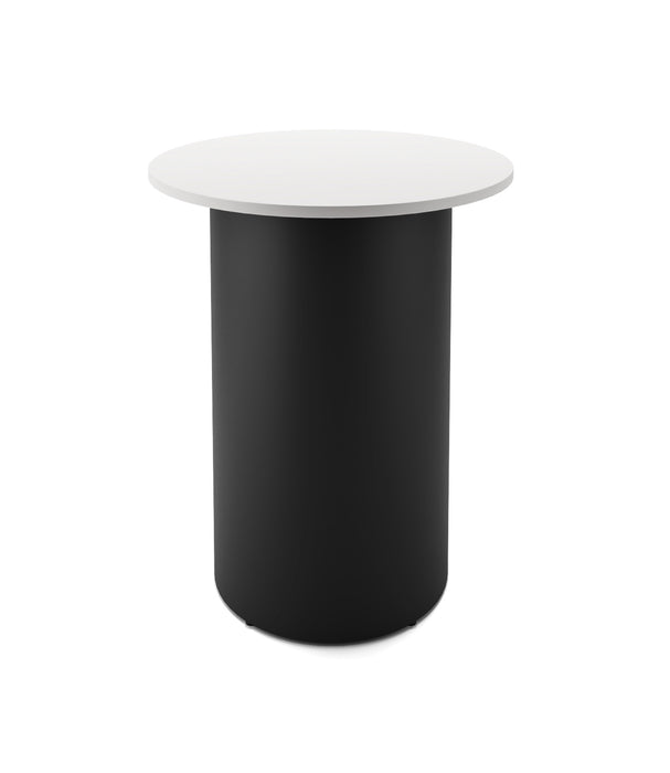 Drum Base Round High Bar Table - 900mm Dia x 1050mm H - Natural White - Black P/C