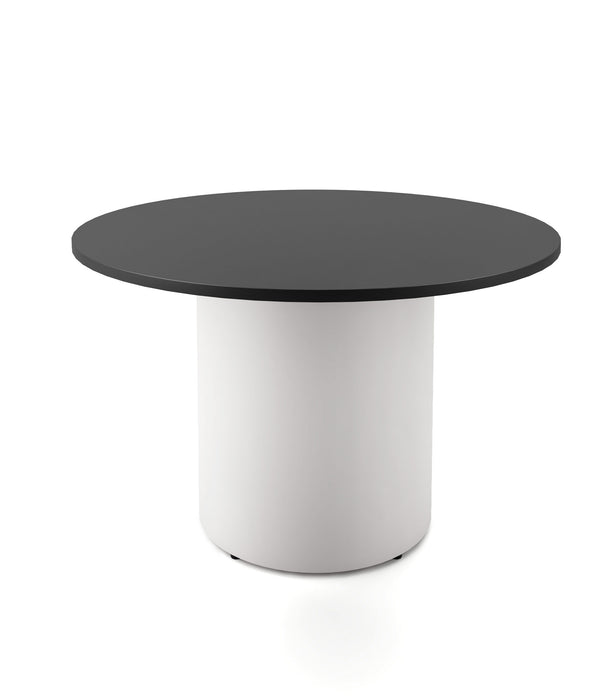 Drum Base Round Table - 1200mm Dia x 730mm H - Black - White P/C
