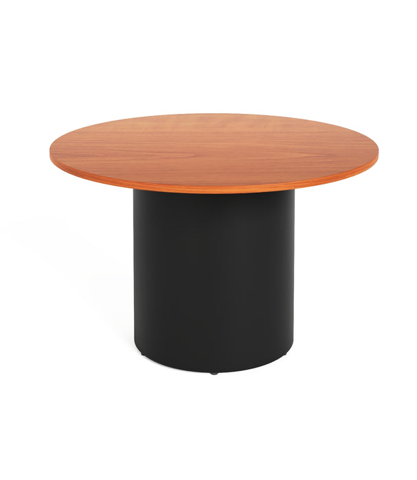 Drum Base Round Table - 1200mm Dia x 730mm H - Cherry - Black P/C