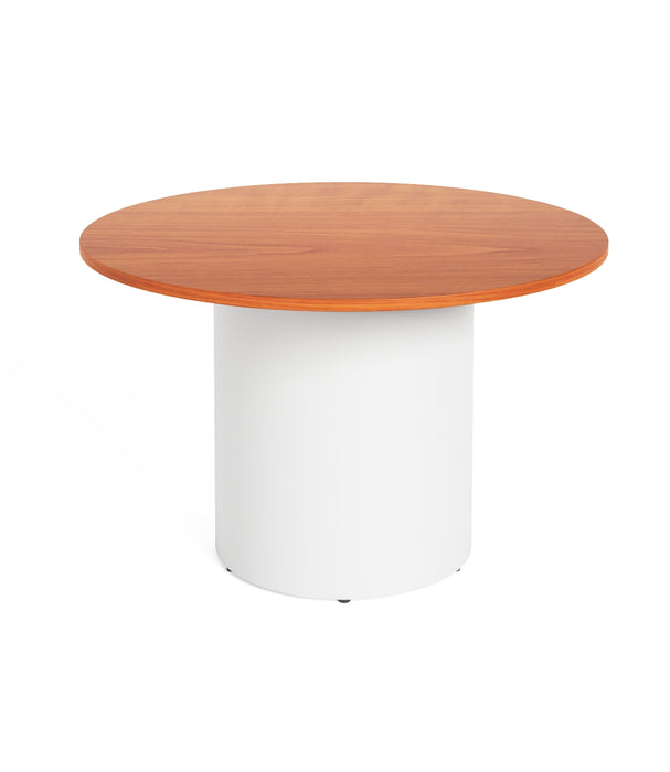 Drum Base Round Table - 1200mm Dia x 730mm H - Cherry - White P/C