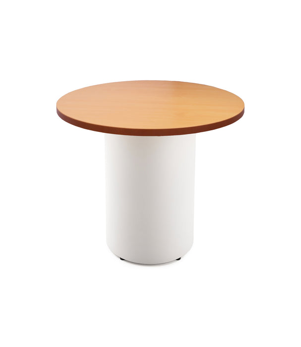 Drum Base Round Table - 900mm Dia x 730mm H - Beech - White P/C