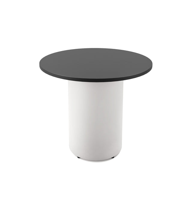 Drum Base Round Table - 900mm Dia x 730mm H - Black - White P/C