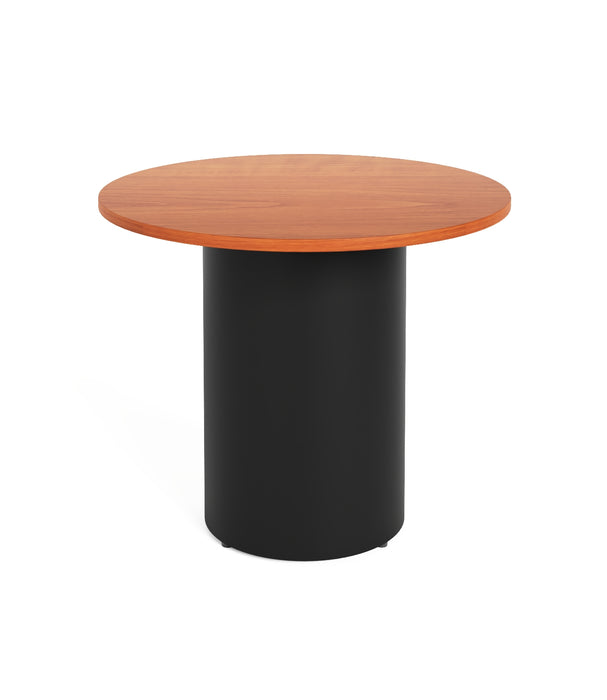 Drum Base Round Table - 900mm Dia x 730mm H - Cherry - Black P/C