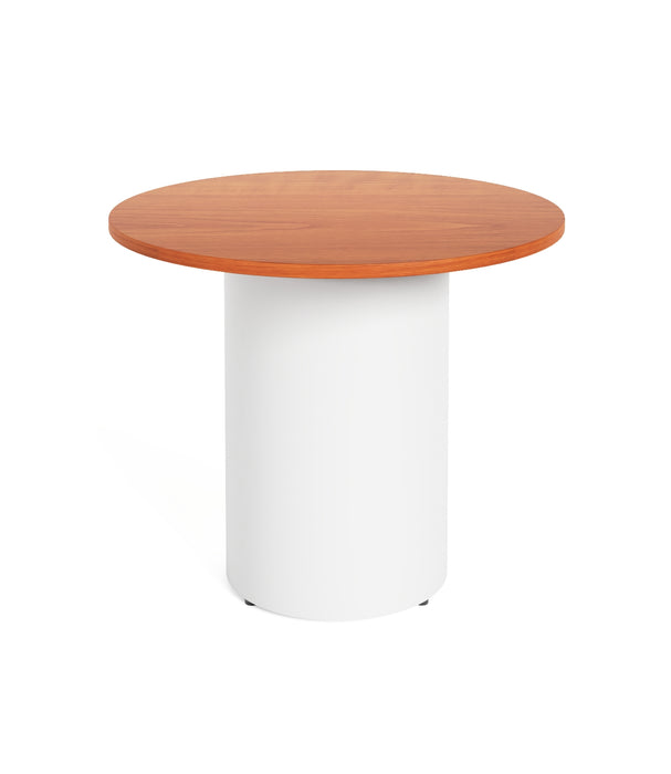 Drum Base Round Table - 900mm Dia x 730mm H - Cherry - White P/C