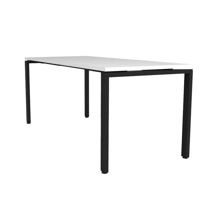 Deluxe Profile Steel Frame Table - 2100mm W x 750mm D - Natural White - Black P/C