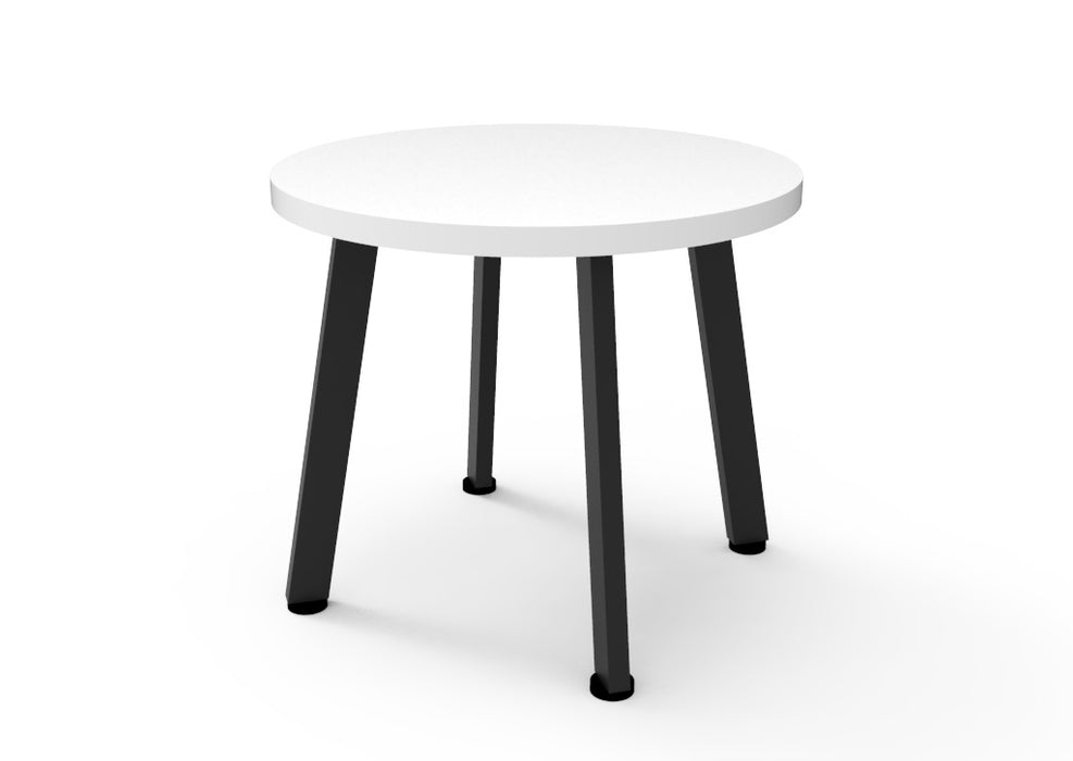 Eternity Round Coffee Table - 500mm Dia x 450mm H - Natural White - Black P/C