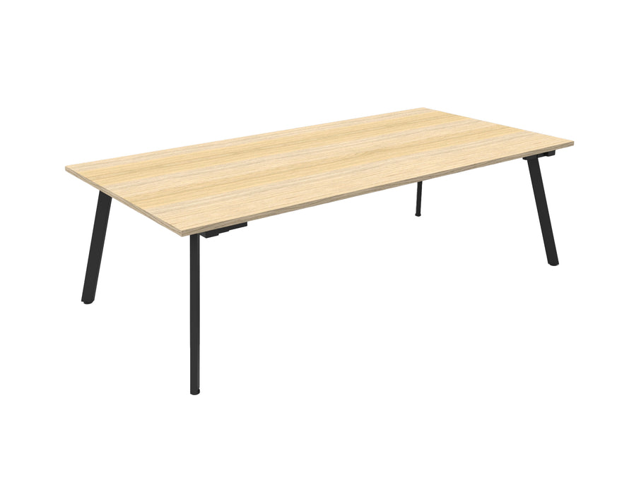 Eternity Meeting Table - 2100mm W x 750mm D - Natural Oak Top/Black Satin Base
