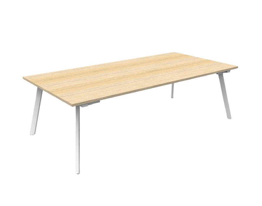 Eternity Meeting Table - 2100mm W x 750mm D - Natural Oak Top/White Satin Base