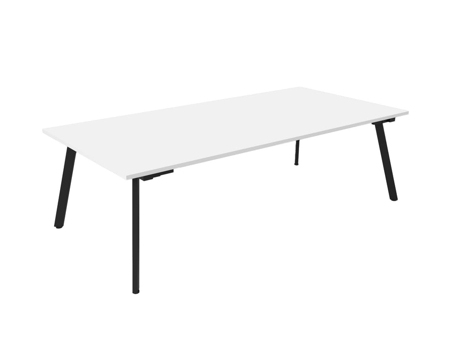 Eternity Meeting Table - 2100mm W x 750mm D - Natural White Top/Black Satin Base
