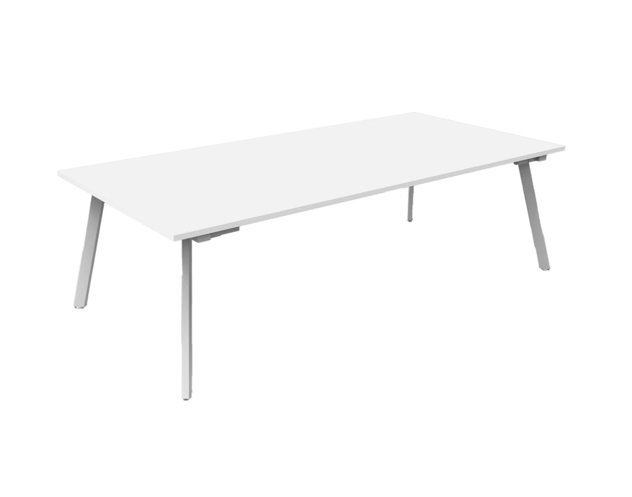 Eternity Meeting Table - 2100mm W x 750mm D - Natural White Top/White Satin Base