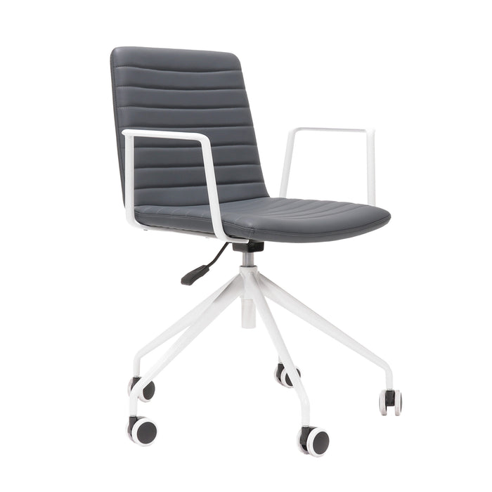 Pixel Swivel 5 Star Base Chair With Arms - French Navy/White