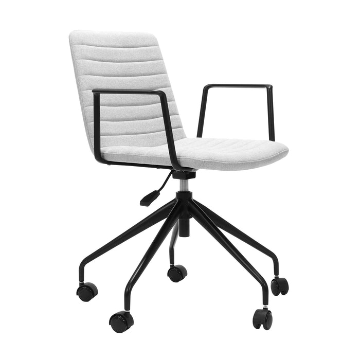 Pixel Swivel 5 Star Base Chair With Arms - Light Grey/Black