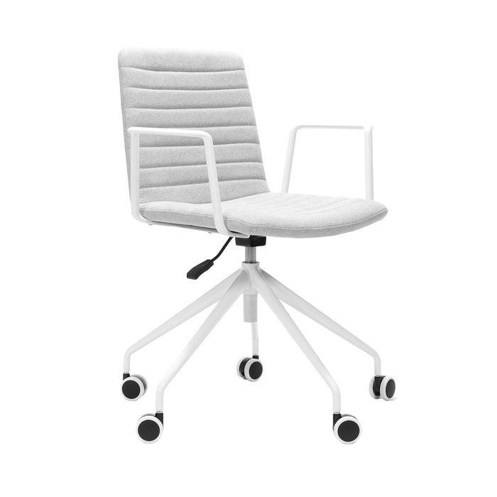 Pixel Swivel 5 Star Base Chair With Arms - Light Grey/White