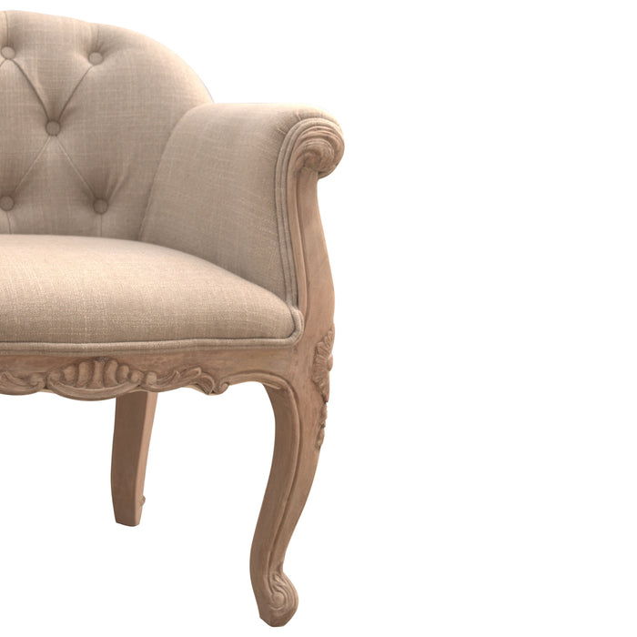 French Style Deep Button Chair - Beige, Fabric