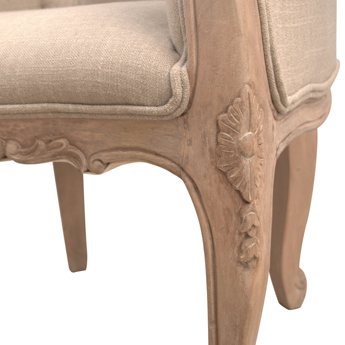 French Style Deep Button Chair - Beige, Fabric