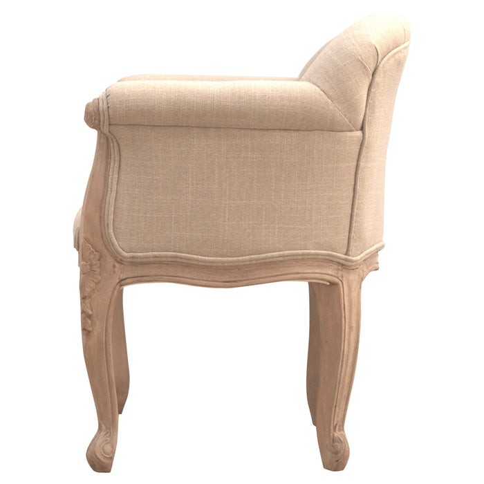 French Style Deep Button Chair - Beige, Fabric