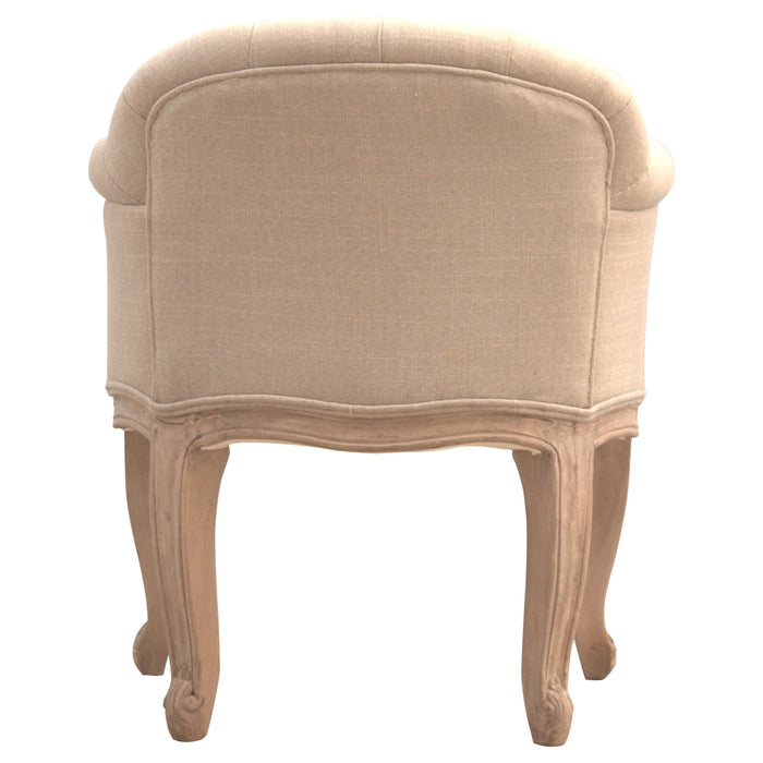 French Style Deep Button Chair - Beige, Fabric