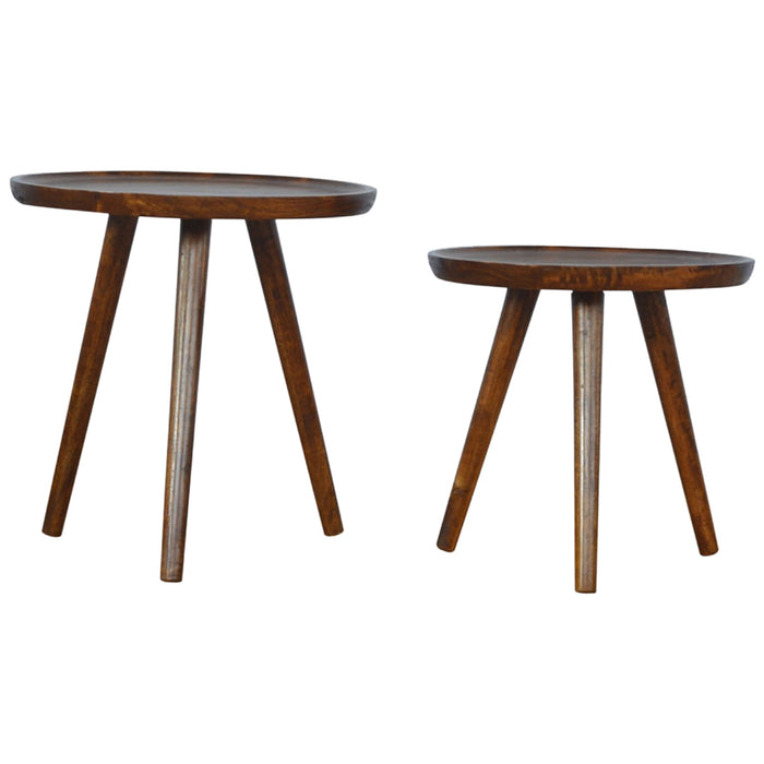 Chestnut Tray Nesting Stools - Brown, Wood