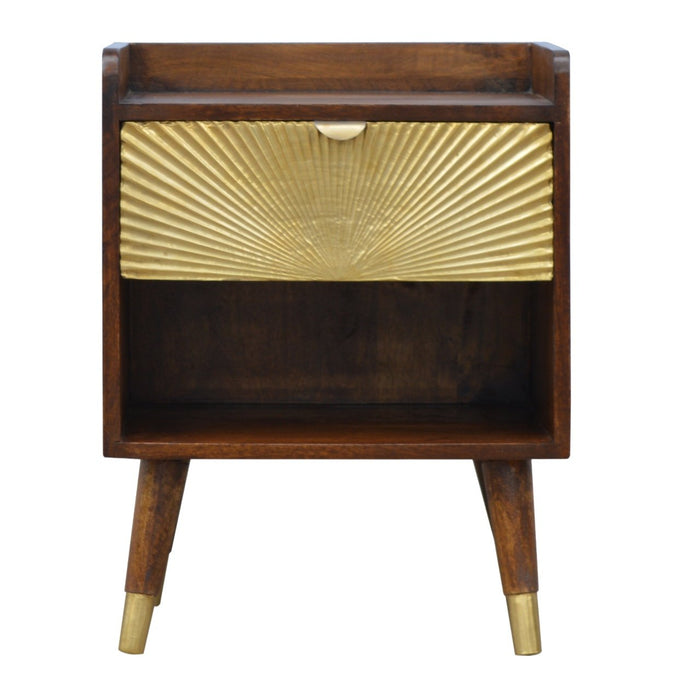 Manila Gold One Drawer Bedside - Brown, Wood