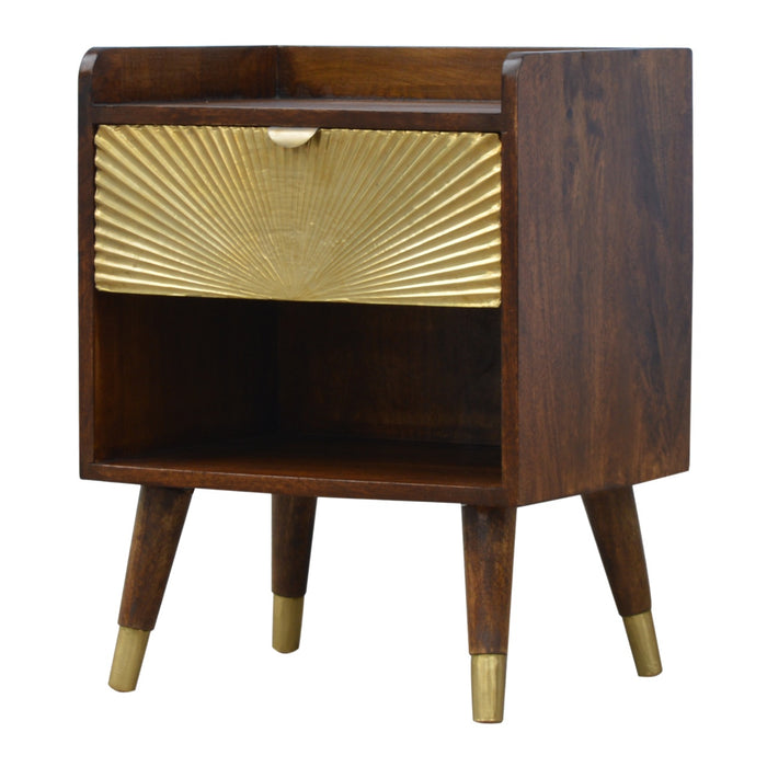 Manila Gold One Drawer Bedside - Brown, Wood