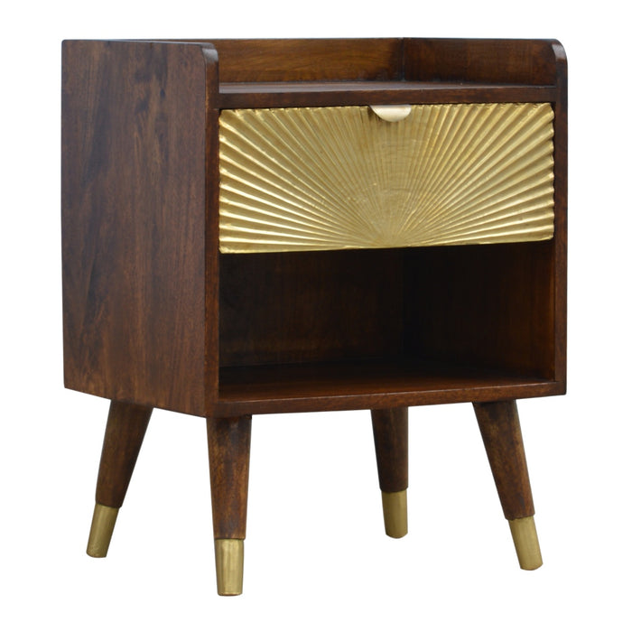 Manila Gold One Drawer Bedside - Brown, Wood