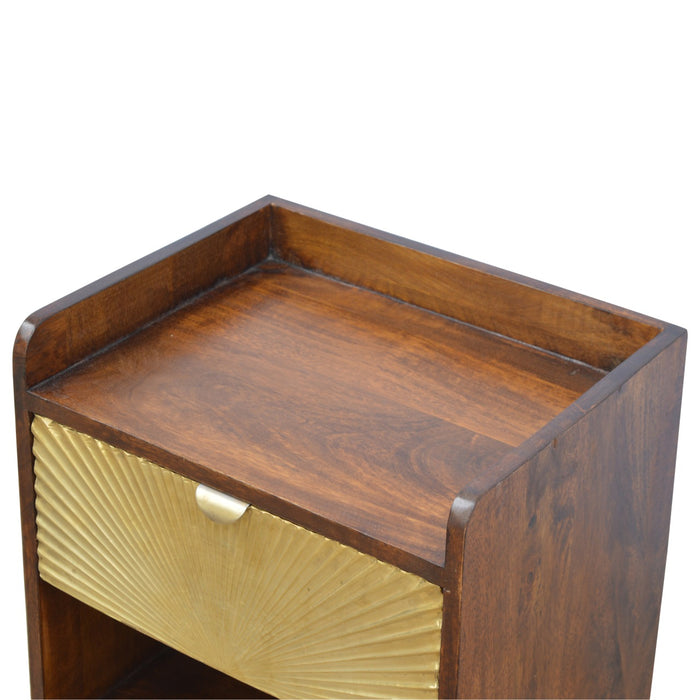 Manila Gold One Drawer Bedside - Brown, Wood