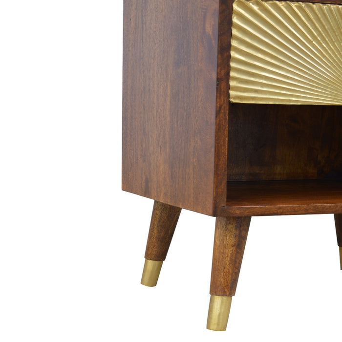 Manila Gold One Drawer Bedside - Brown, Wood