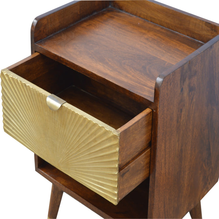 Manila Gold One Drawer Bedside - Brown, Wood