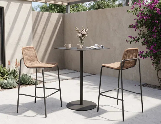 Cenote Rattan Bar Stool - Outdoor - Charcoal, 103cm H