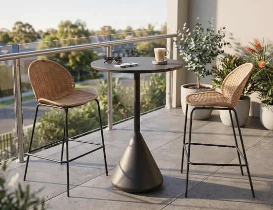 Sombra Rattan Bar Stool - Outdoor - Charcoal, 110cm H