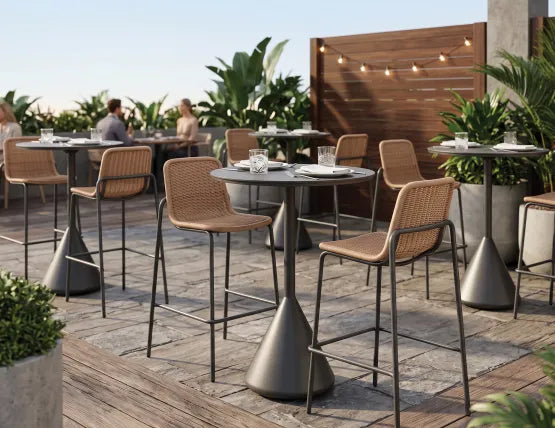 Cenote Rattan Bar Stool - Outdoor - Charcoal, 103cm H