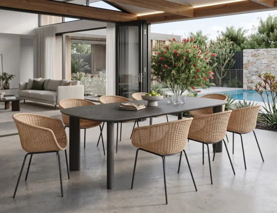Vela Dining Table 240cm - Outdoor - Charcoal - Basalt Ceramic Top