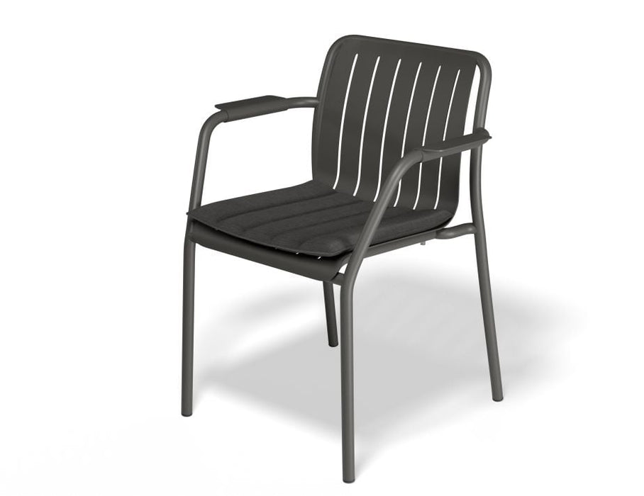 Roku Outdoor Armchair in Matt Charcoal - Chair with Light Grey Cushion