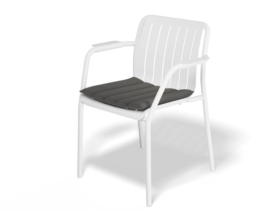 Roku Outdoor Armchair in Matt White - Chair with Light Grey Cushion