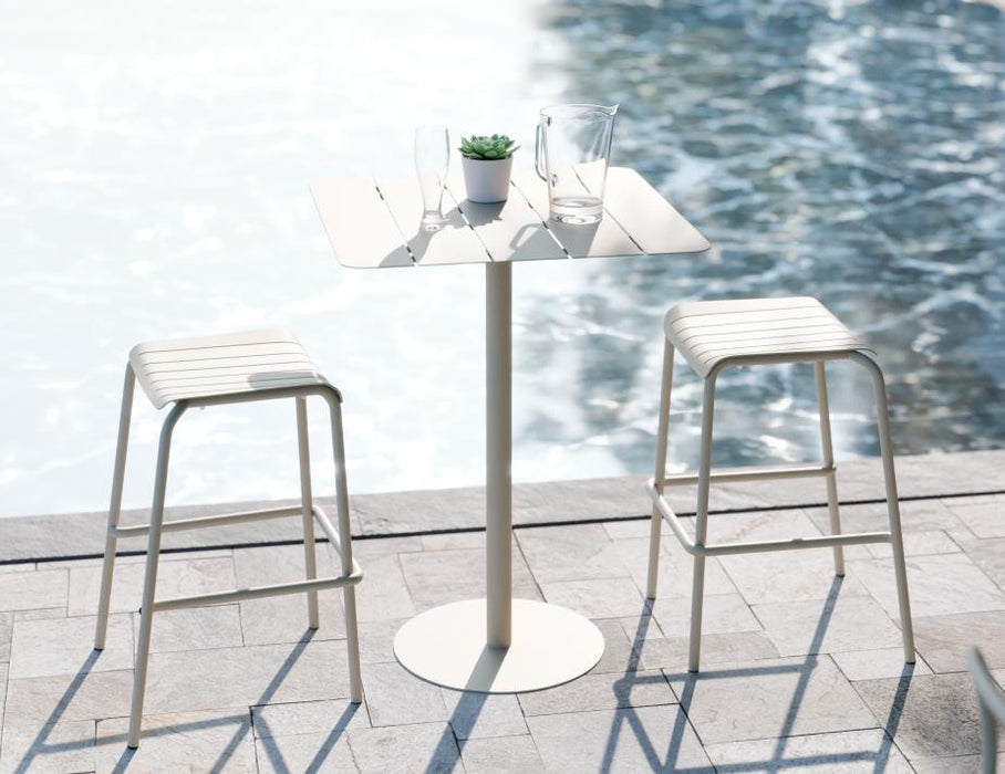 Roku Backless Bar Stool - Outdoor - Latte