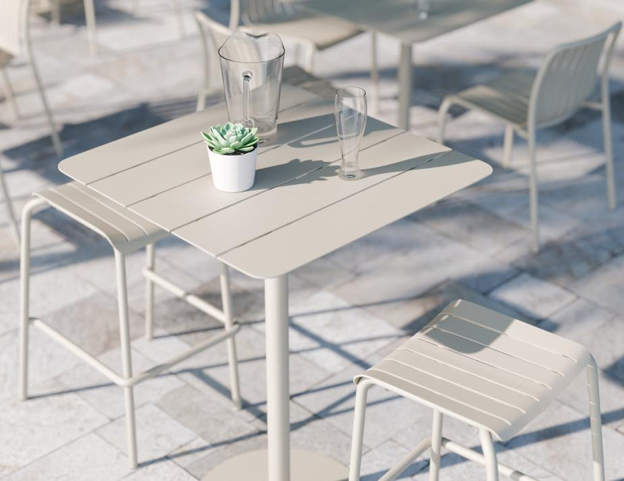 Roku Backless Bar Stool - Outdoor - Latte