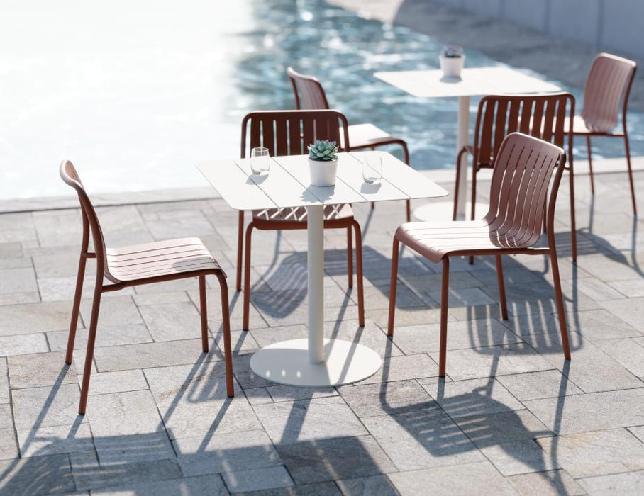 Roku Outdoor Dining Chair in Matt Papaya - Chair with Terracotta Cushion