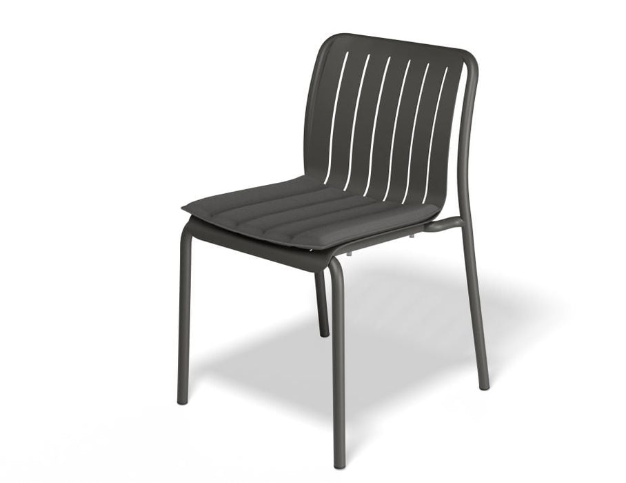 Roku Outdoor Dining Chair in Matt Charcoal - Chair with Light Grey Cushion