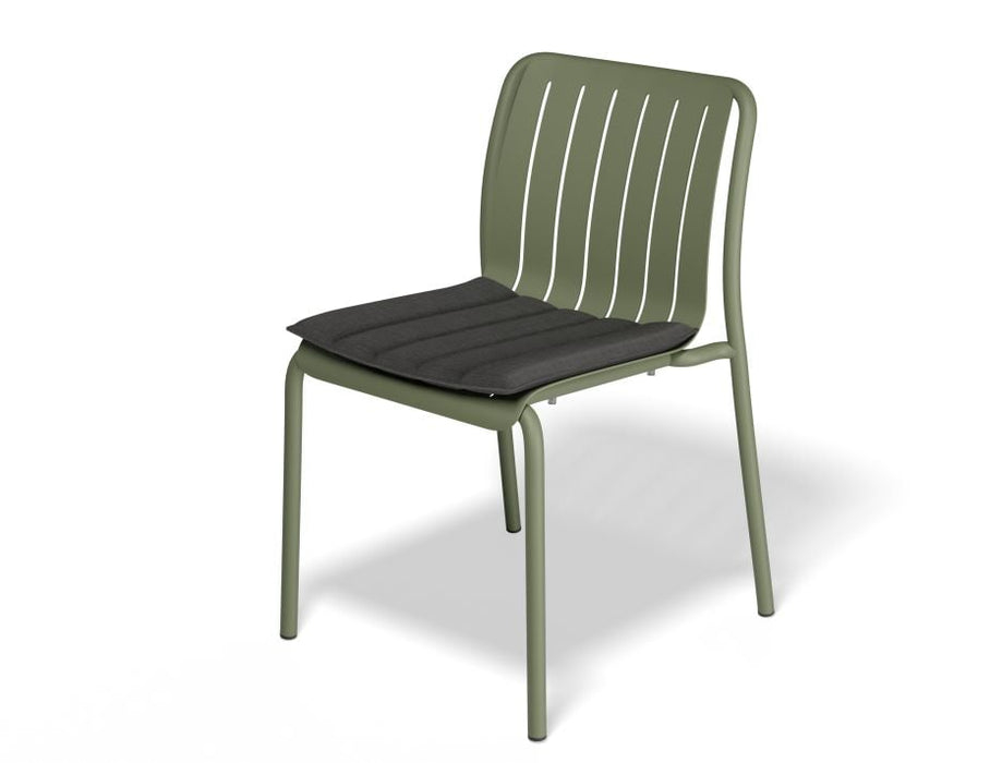 Roku Outdoor Dining Chair in Matt Eucalyptus Green - Chair with Light Grey Cushion