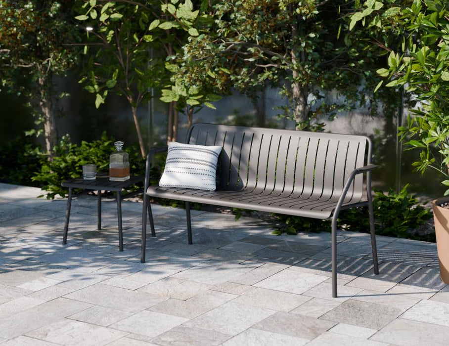 Roku Garden Bench 125cm - Outdoor - Charcoal - Chair with Sandy Grey Cushion