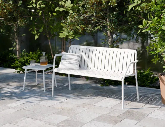 Roku Garden Bench 125cm - Outdoor - White - Chair Only, Aluminium