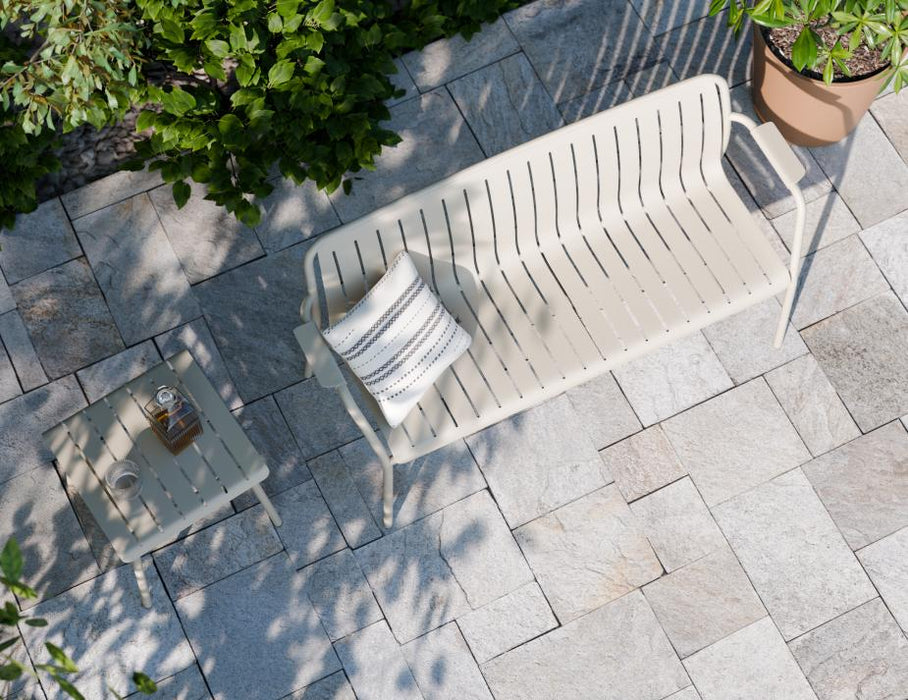 Roku Garden Bench 125cm - Outdoor - Matte Latte - Chair with Granite Grey Cushion