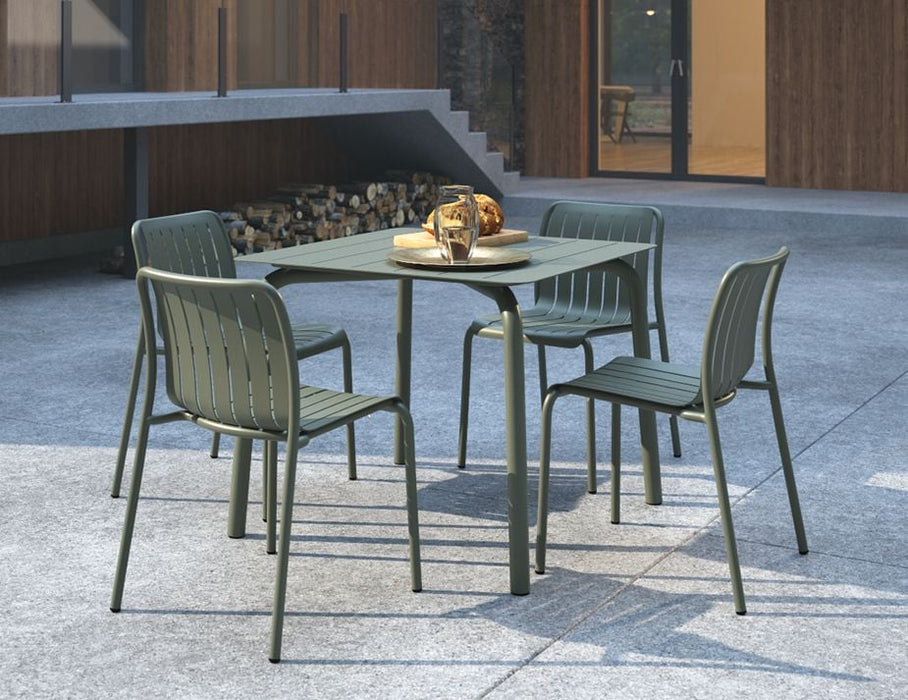 Roku Dining Chair - Outdoor - Eucalyptus Green - Chair with Terracotta Cushion