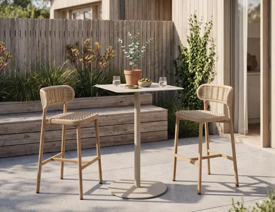 Maya Bar Stool - Outdoor - Rope, Wood, 103cm H