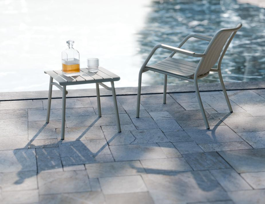 Roku Lounge Chair - Outdoor - Latte - Chair with Granite Grey Cushion